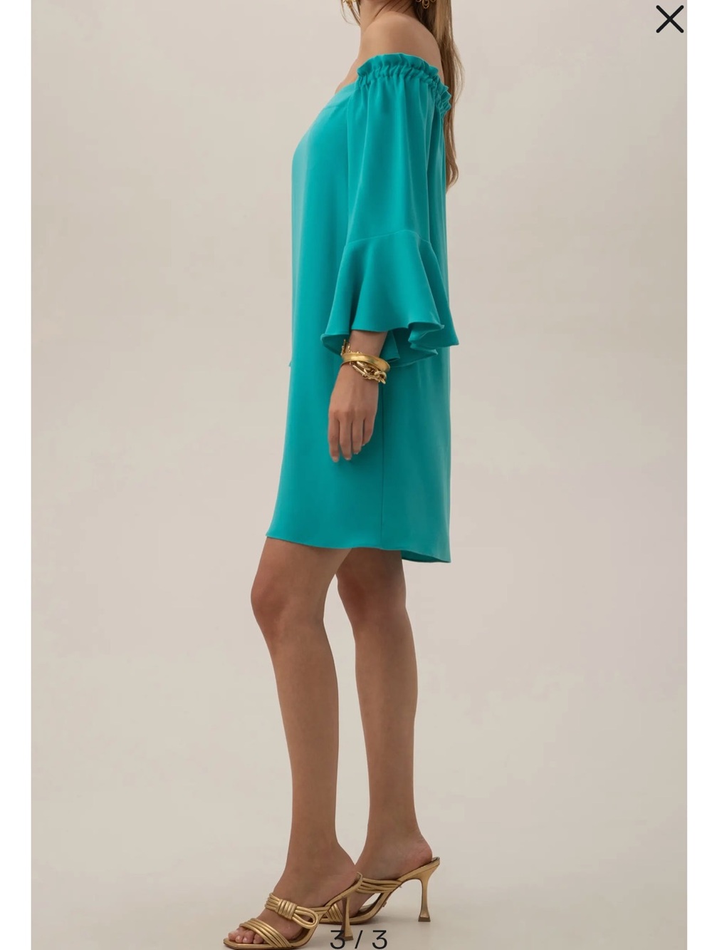 NWT Trina Turk Off-Shoulder Teal Knox Dress Size Small - Picture 3 of 6